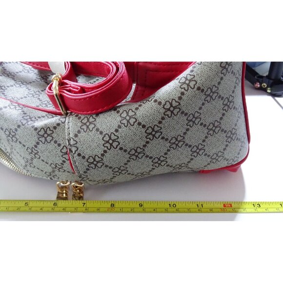 Backpack Red & Beige 12"L Womens Vegan Leather - Picture 4 of 4